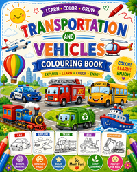 Transportation and Vehicles Coloring Book